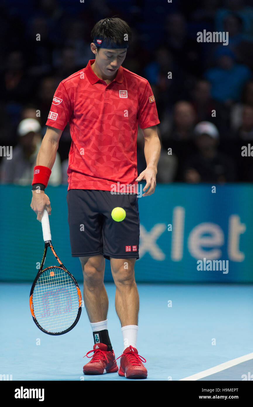 Barclays ATP World Tour Finals, jour 7. Kei Nishikori (JPN) vs Novak Djokovic (SRB). © sportsimages/Alamy Live News Banque D'Images