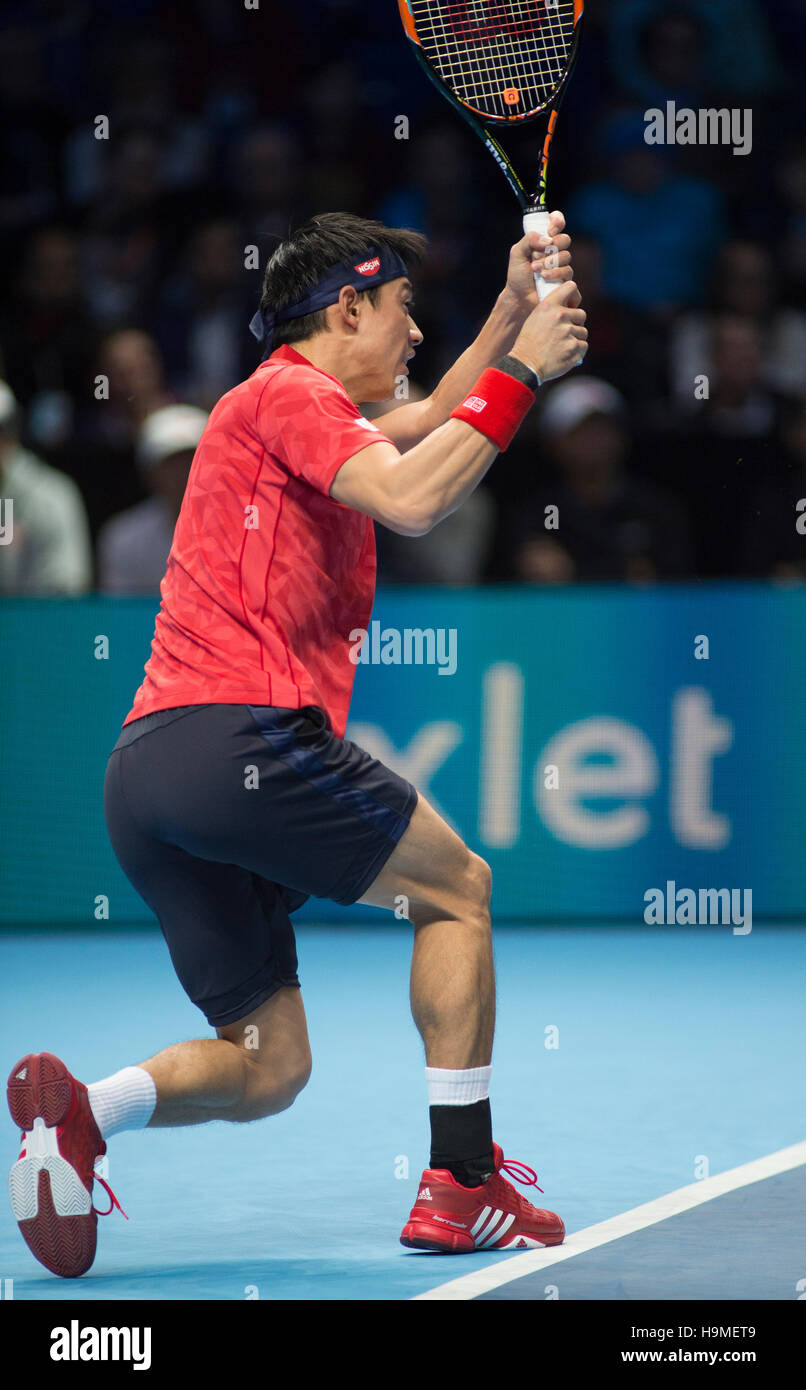 Barclays ATP World Tour Finals, jour 7. Kei Nishikori (JPN) vs Novak Djokovic (SRB). © sportsimages/Alamy Live News Banque D'Images