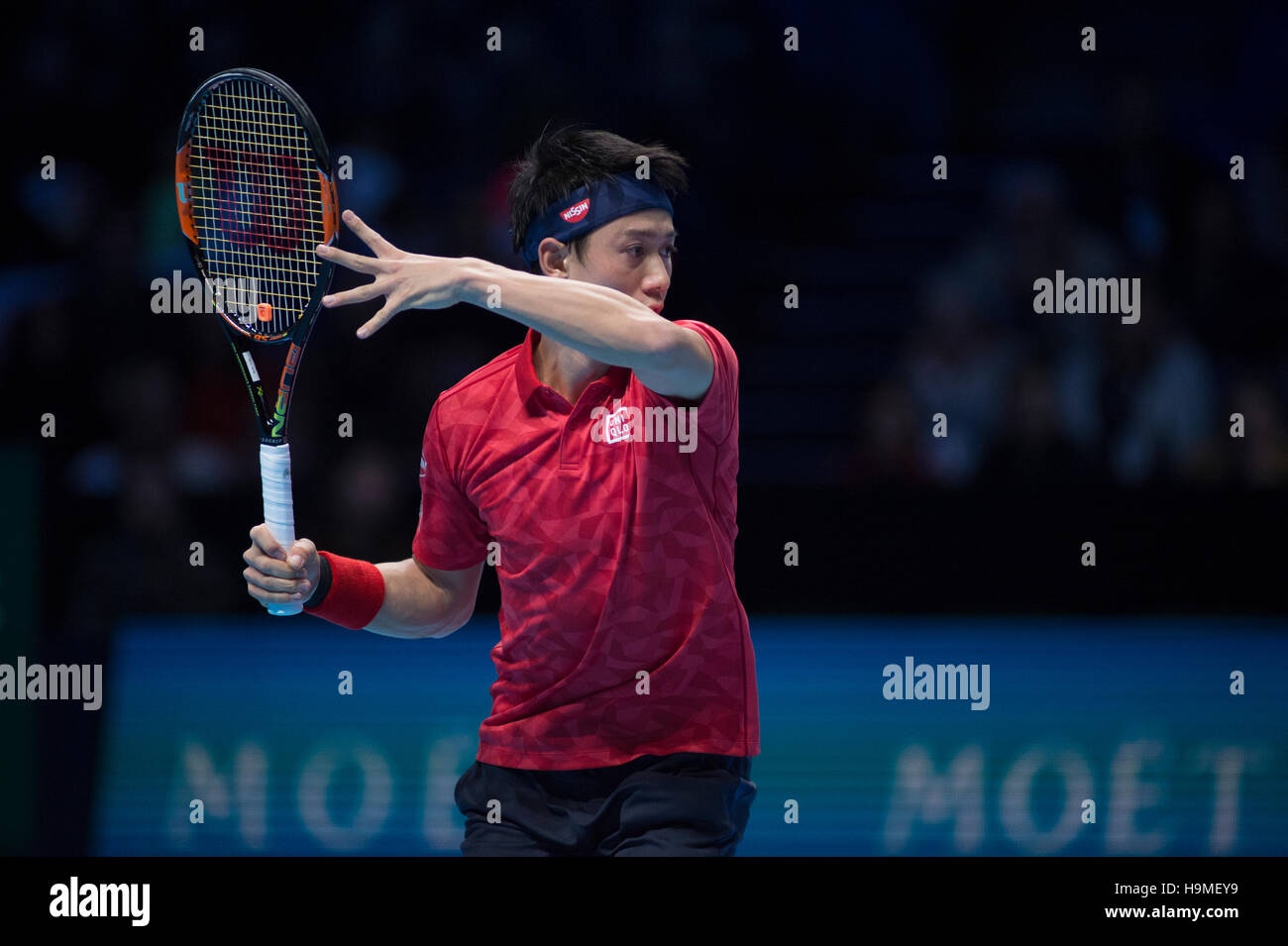 Barclays ATP World Tour Finals, jour 7. Kei Nishikori (JPN) vs Novak Djokovic (SRB). © sportsimages/Alamy Live News Banque D'Images
