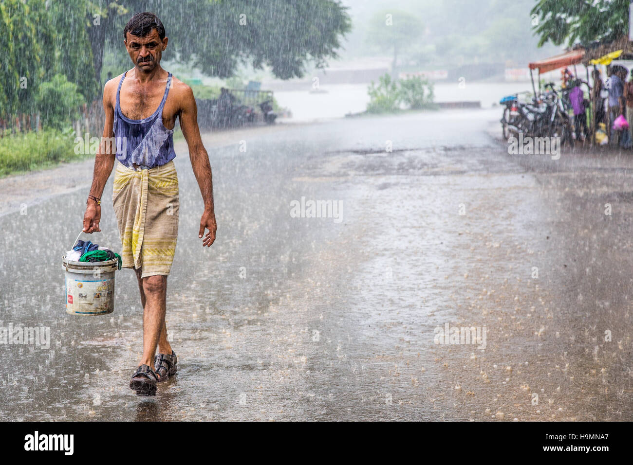 C'est la saison des pluies dans la région de Bhopal, Madhya Pradesh, Inde Banque D'Images