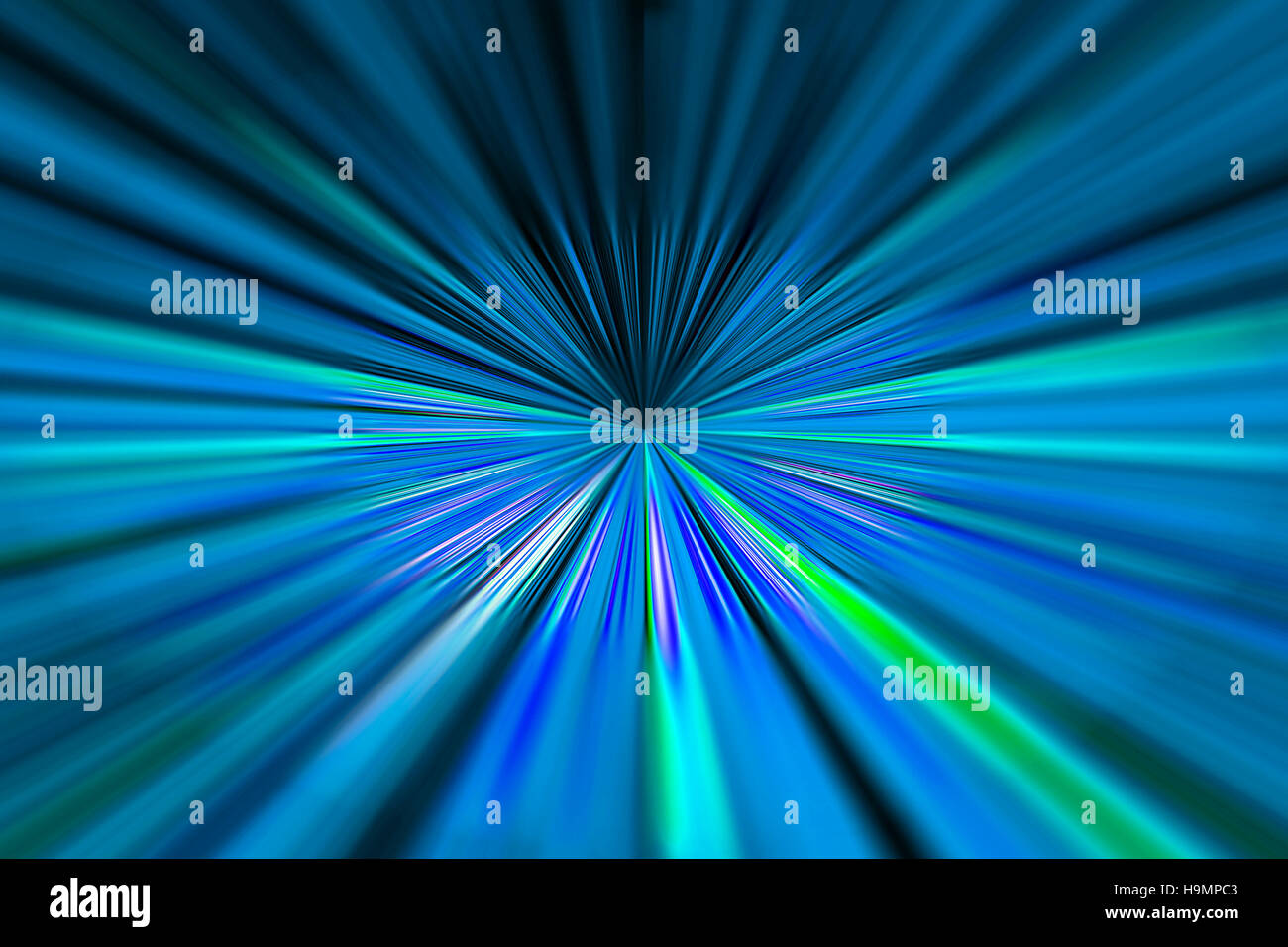 Bleu et vert dynamique lignes convergentes avec fond selective focus Banque D'Images