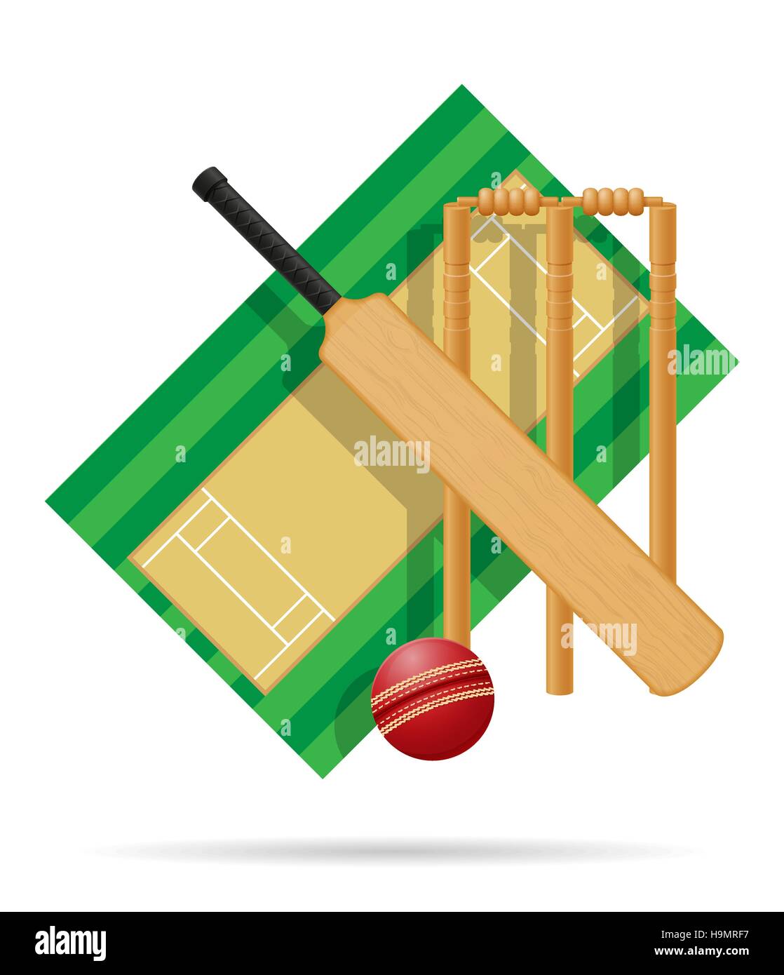 Aire de jeux pour le cricket vector illustration isolé sur fond blanc Illustration de Vecteur