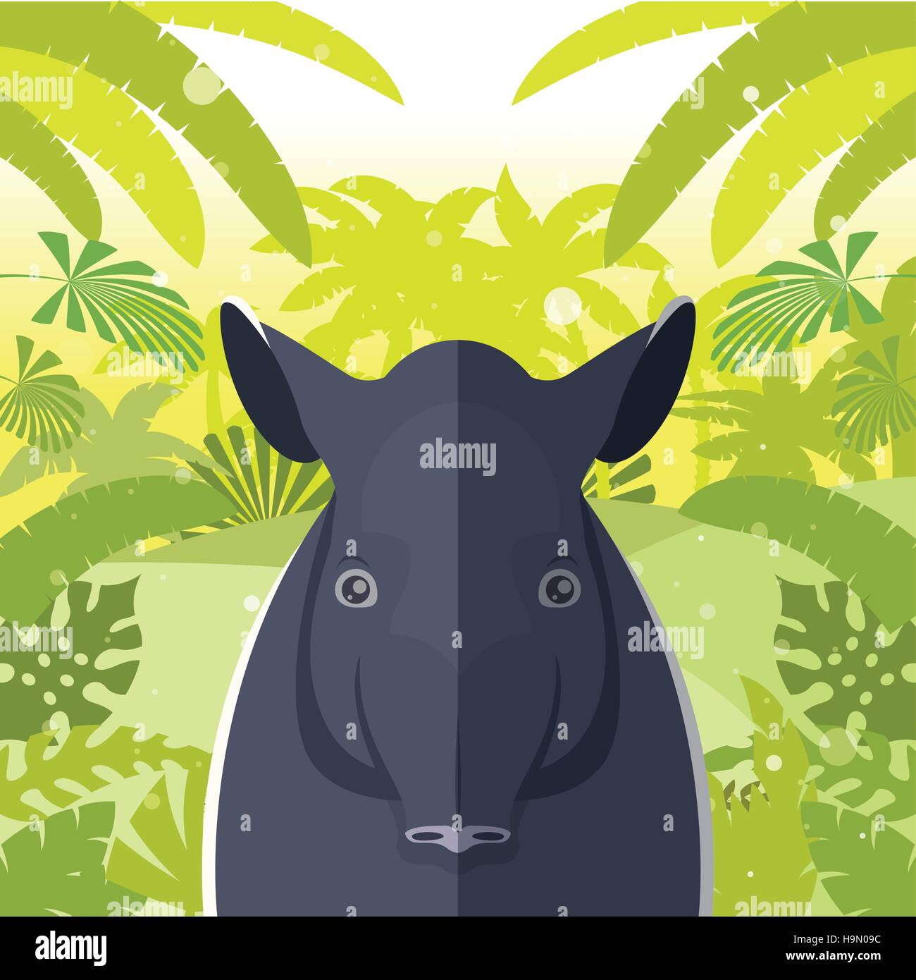Télévision image vectorielle du tapir sur la Jungle Background Illustration de Vecteur