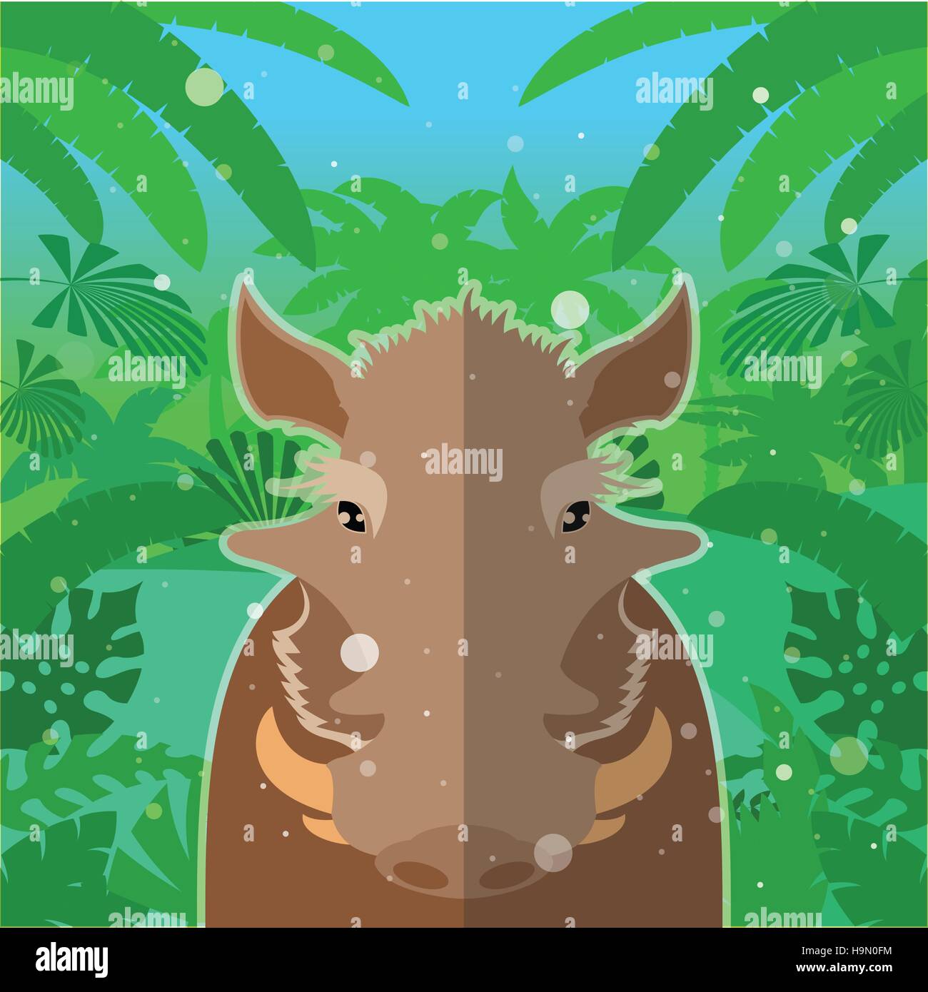Télévision image vectorielle de la verrue-porc sur le fond de la Jungle Illustration de Vecteur