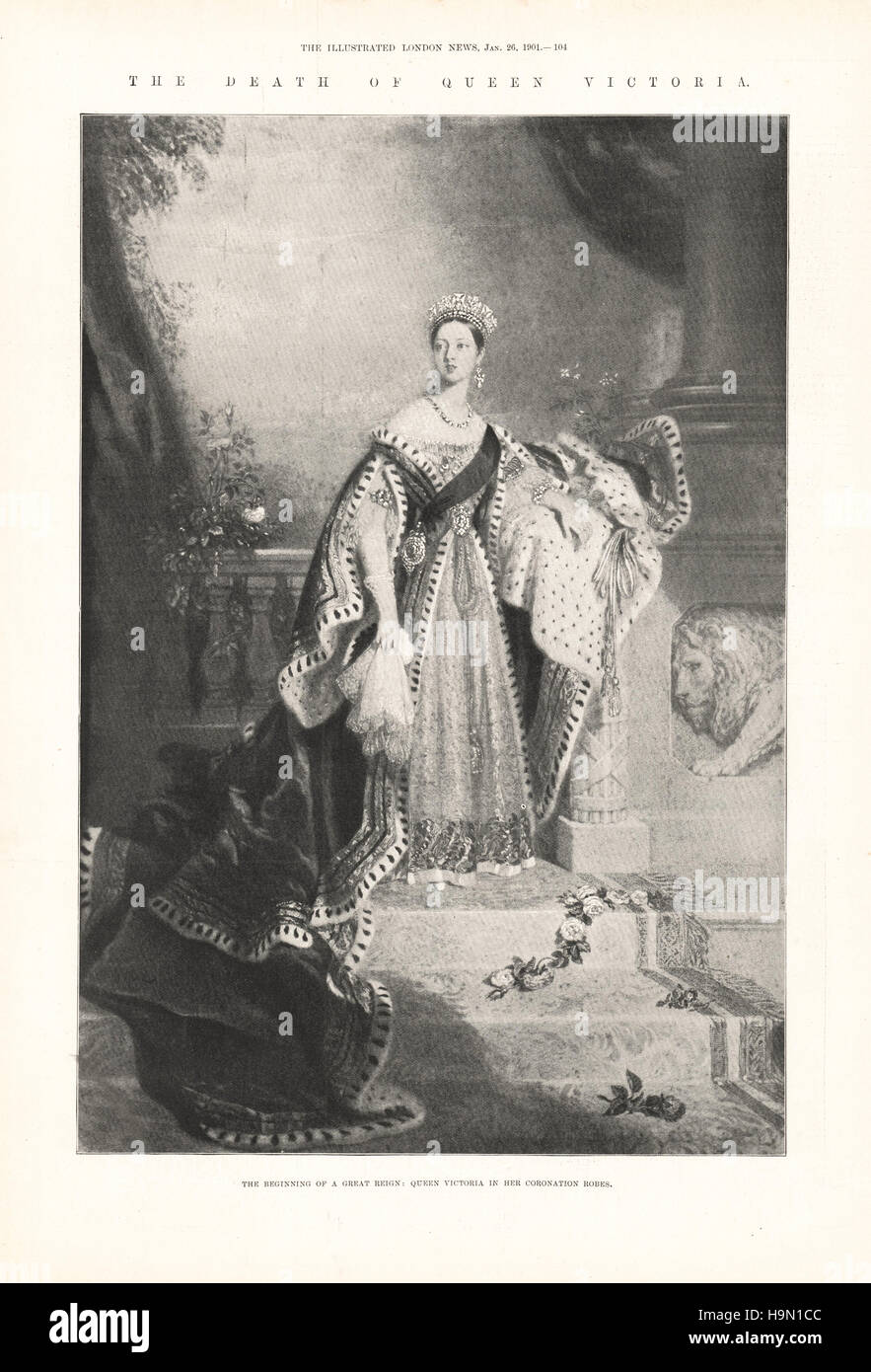 1901 Illustrated London News La reine Victoria dans son couronnement robes Banque D'Images