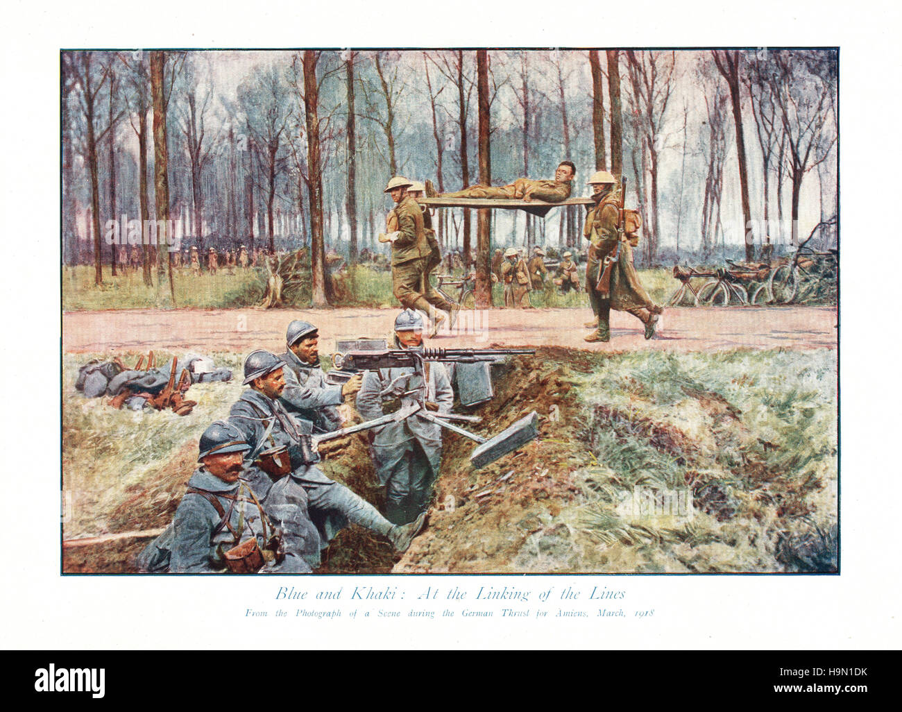 1918 La Grande Guerre Partie 197 soldats français et britanniques sur le front de l'Ouest Banque D'Images