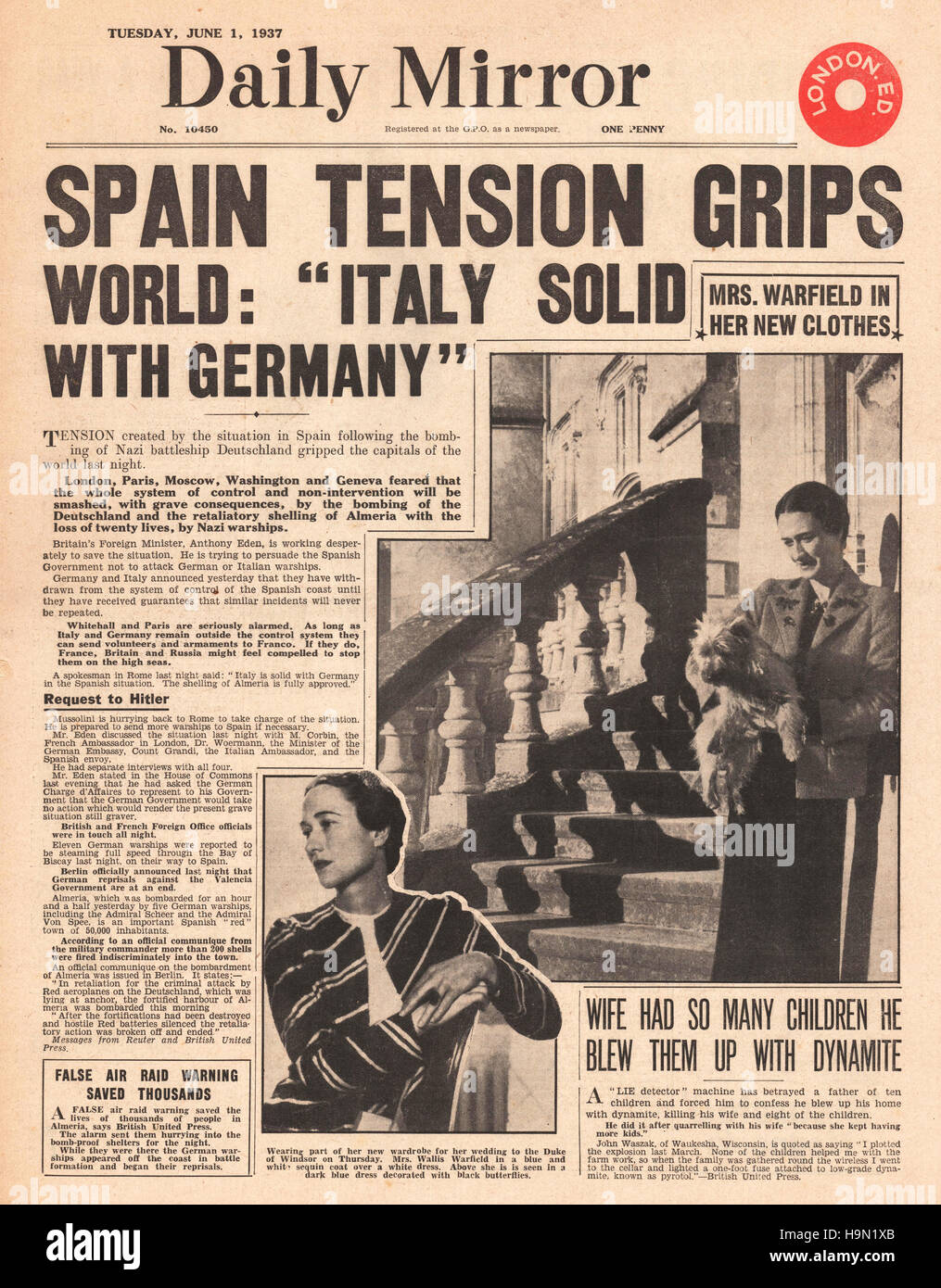 Daily Express 1937 Guerre civile espagnole Banque D'Images