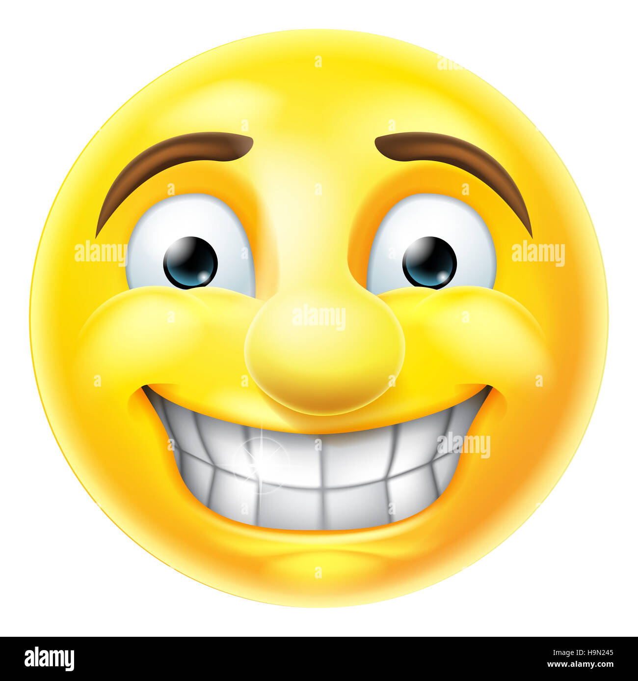 Cartoon smiling smiley emoticon emoji character Banque D'Images