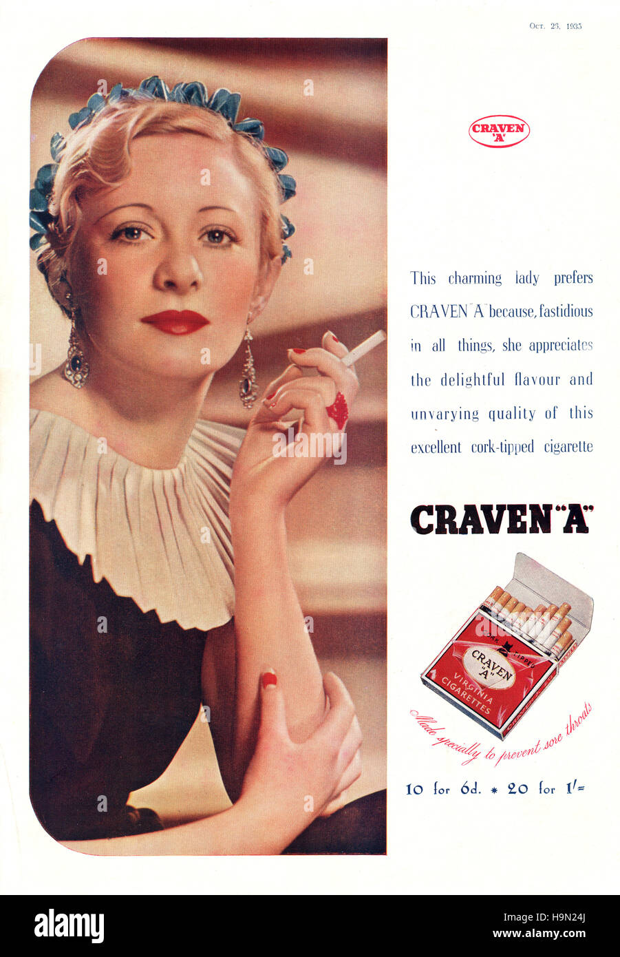 1936 Illustrated London News Craven 'A' annonce de cigarettes Banque D'Images