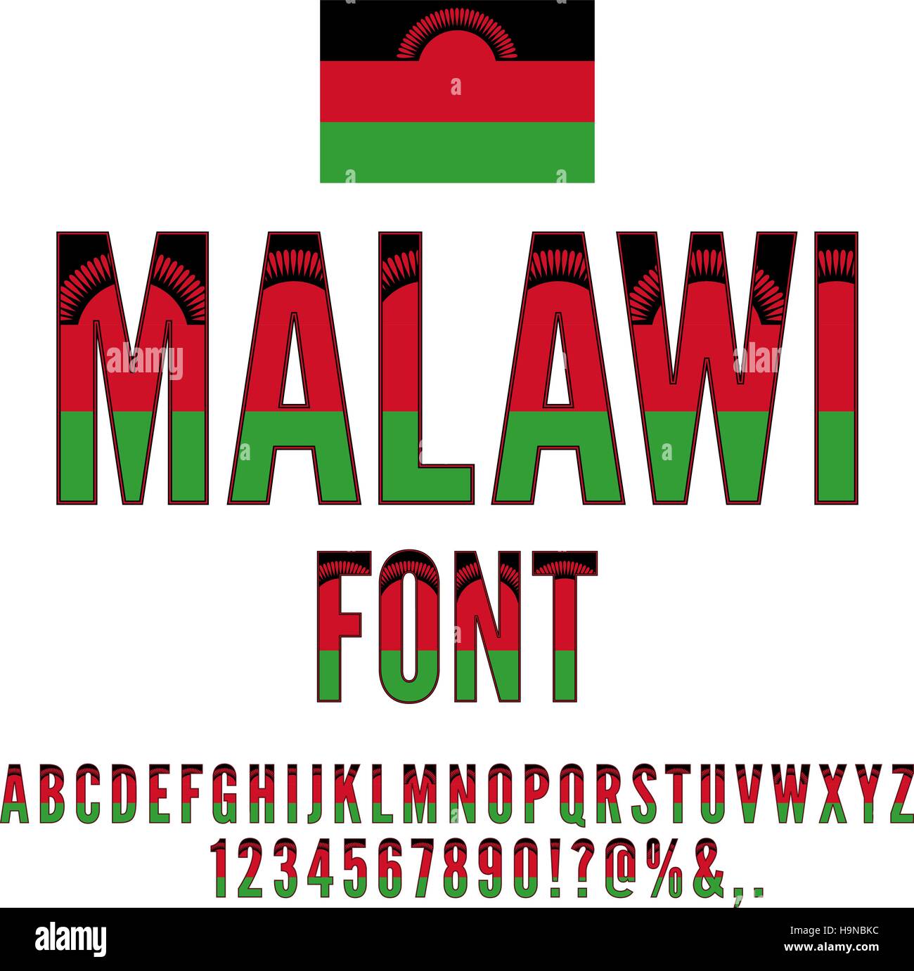 Drapeau Malawi Font Illustration de Vecteur