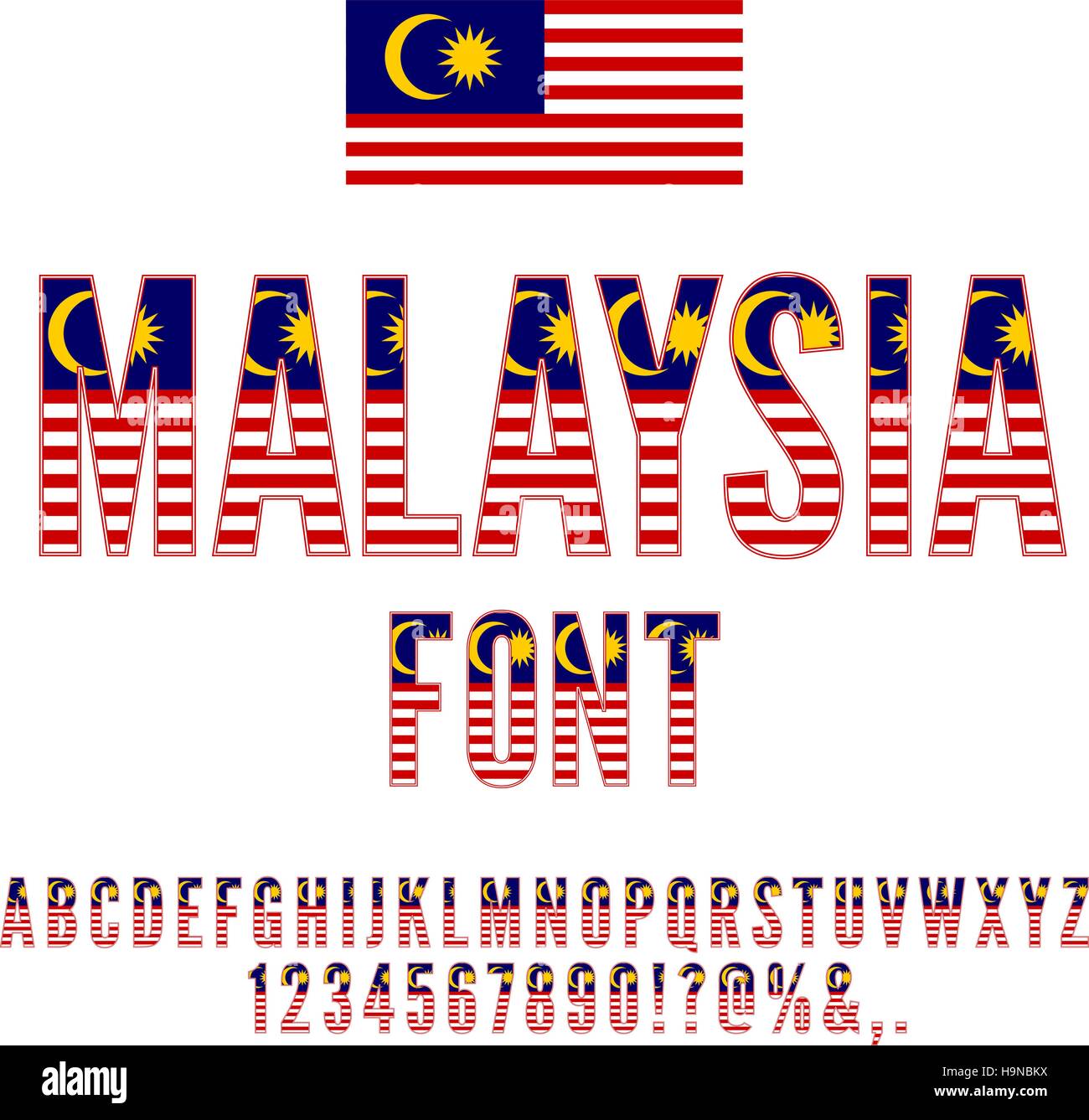 Drapeau de la Malaisie Font Illustration de Vecteur