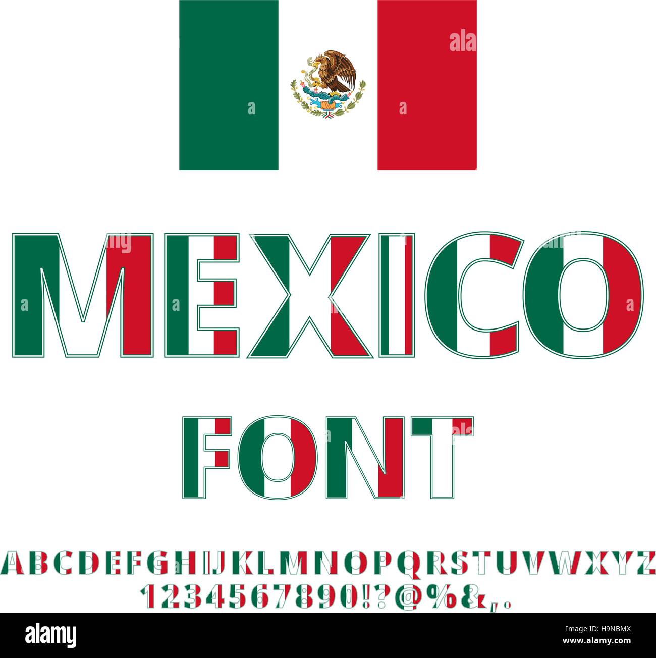 Drapeau du Mexique Font Illustration de Vecteur