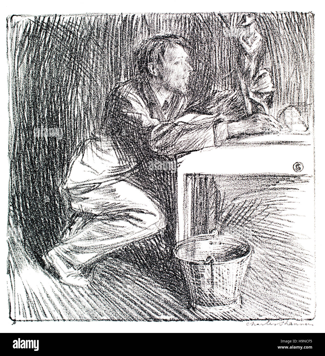 Le modélisateur, demi-ton illustration lithographique par Henry Shannon de 1909 Studio Magazine Banque D'Images