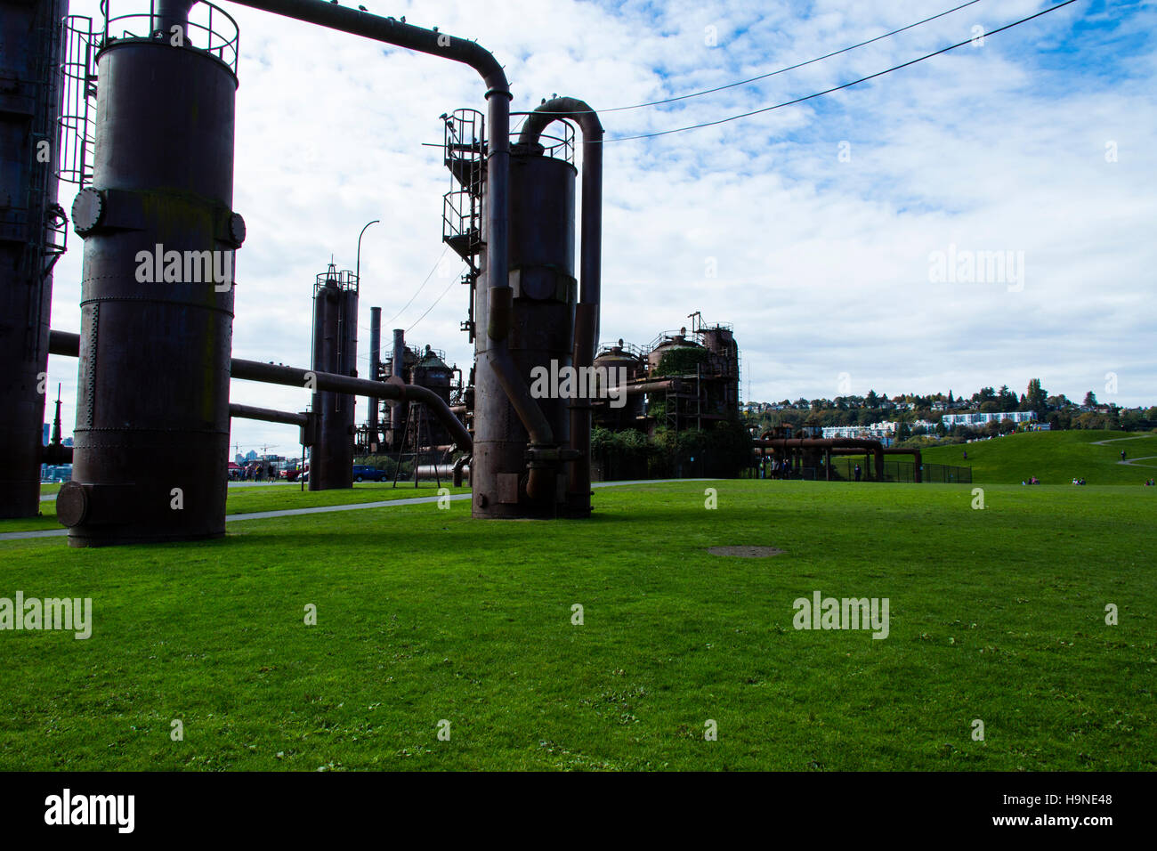 Seattle WA USA Gas Works Park, vestiges industriels Banque D'Images