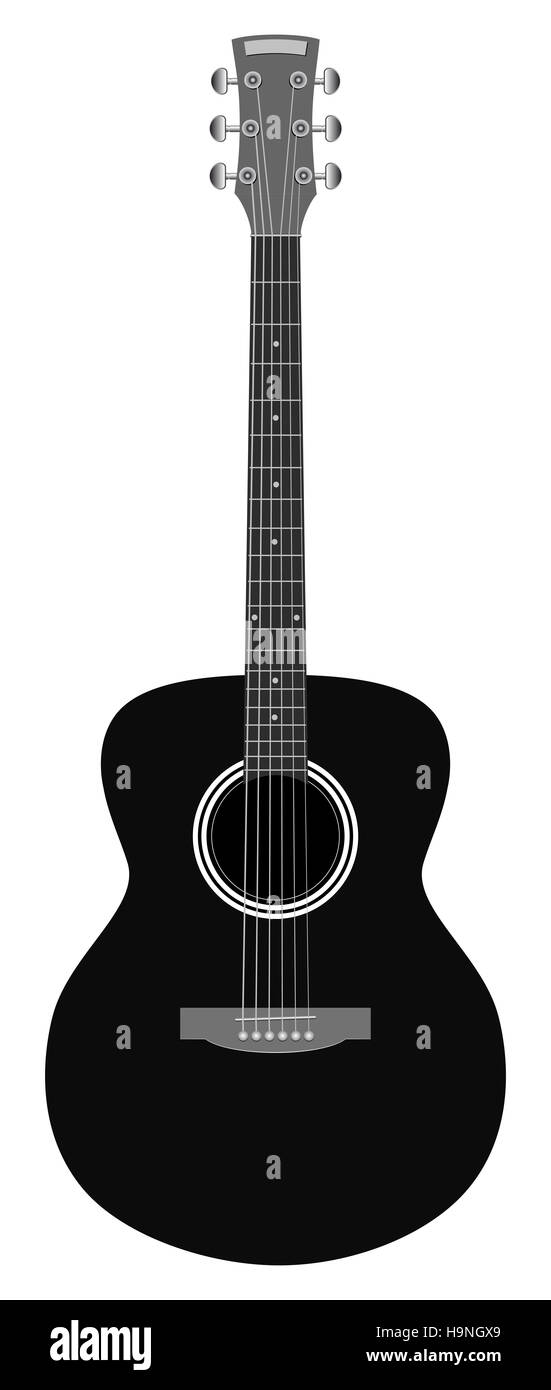 Guitare acoustique isolé sur fond blanc Banque D'Images