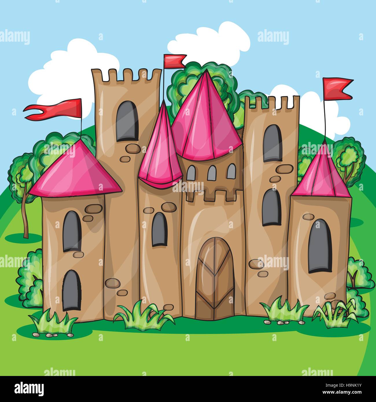 Cartoon château de conte de fées - vecteur illusrtation drôle Illustration de Vecteur