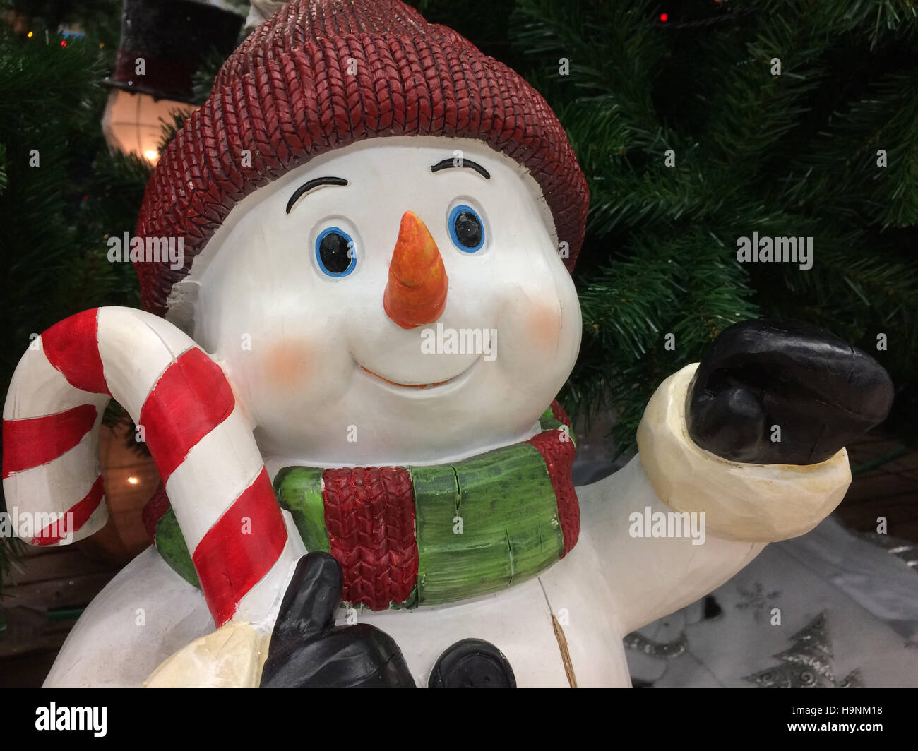Le Snowman Joyeux Noël Décoration Banque D'Images