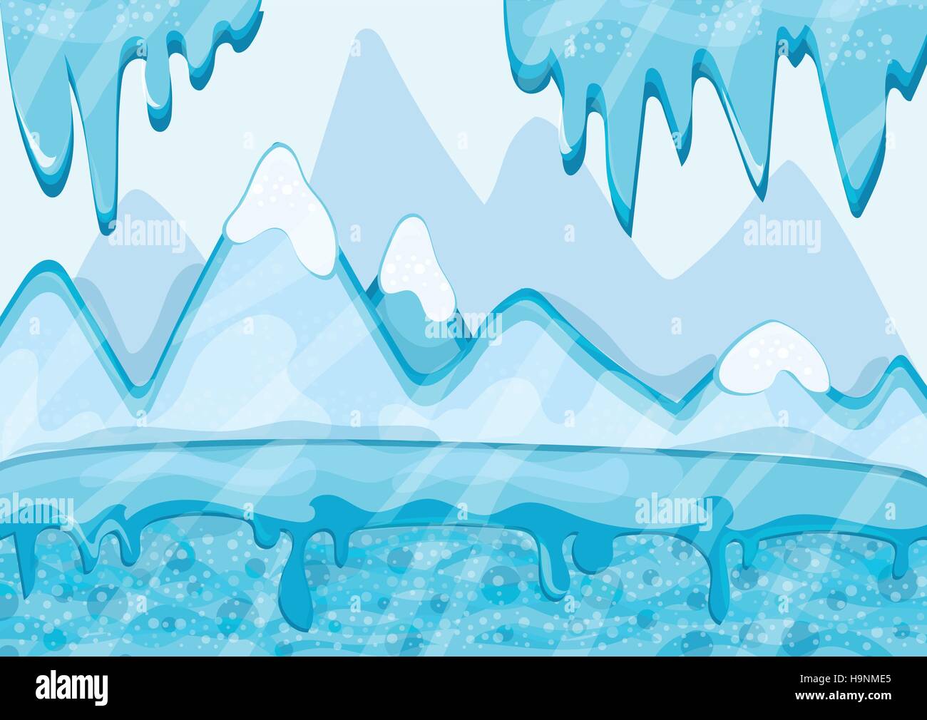 Cartoon paysage d'hiver avec iceberg et de glace - vecteur de fond nature pour les jeux Illustration de Vecteur