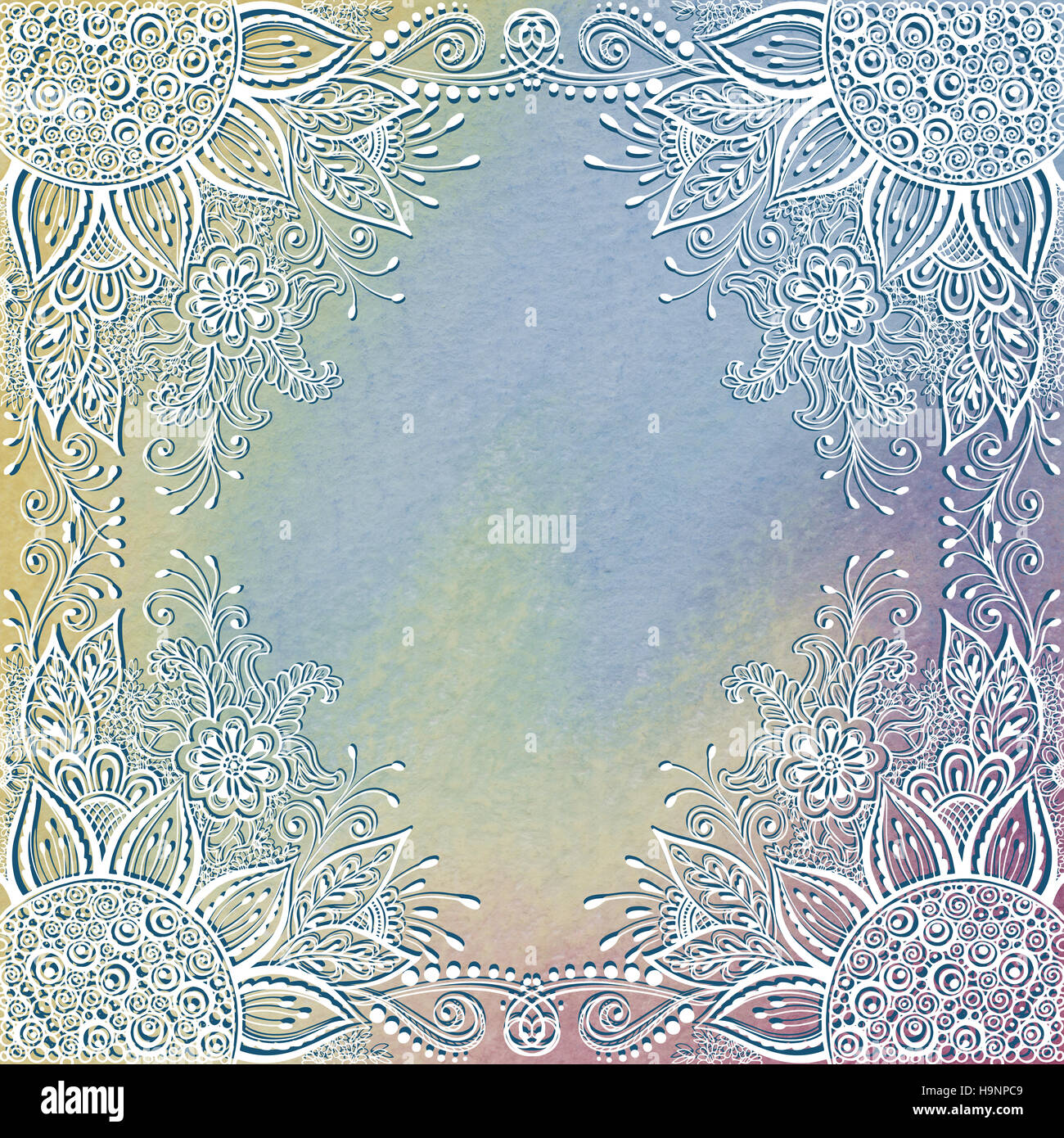 Motif floral sur l'Aquarelle Banque D'Images