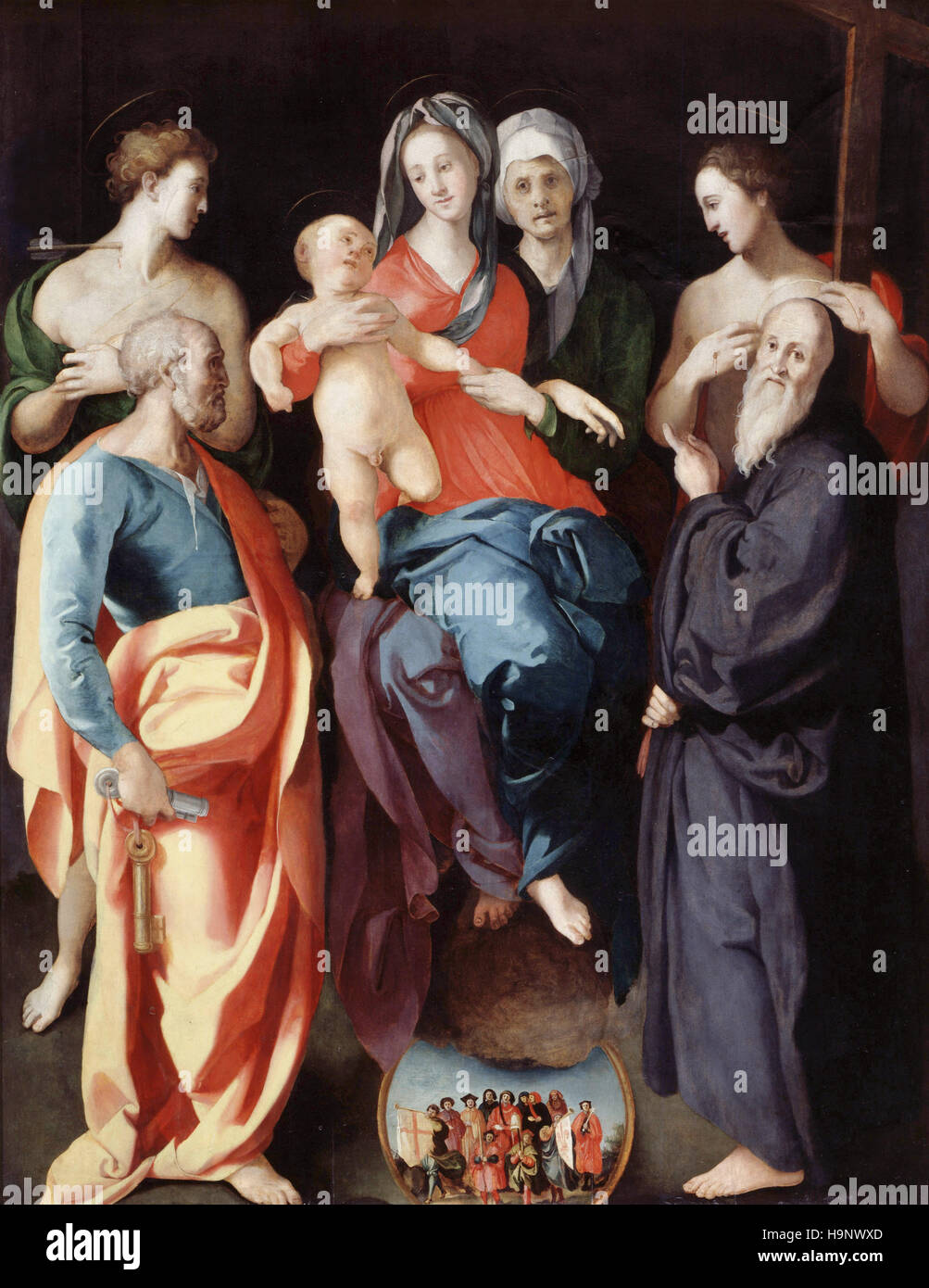 Jacopo da Pontormo Jacopo Carucci - - La Vierge et l'Enfant avec sainte Anne et quatre saints - XVI ème siècle - Musée du Louvre Paris Banque D'Images