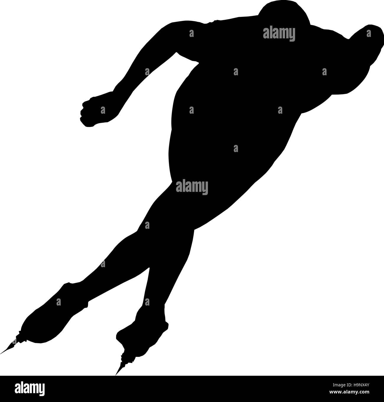 Les patineurs de vitesse homme silhouette noire sur fond blanc vector Illustration Banque D'Images