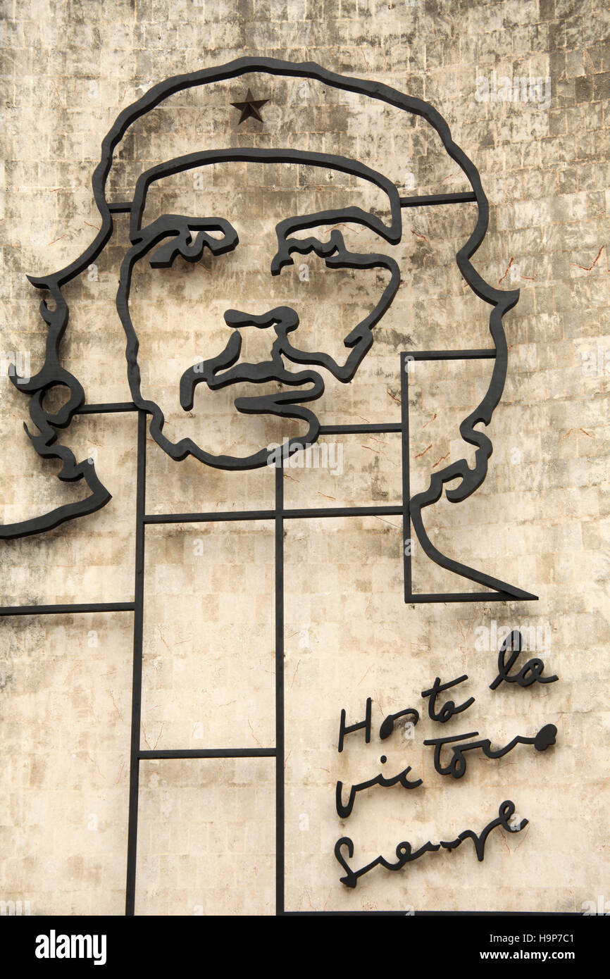 Monument à la révolution cubaine en acier : Che Guevara, Plaza de la Revolución, Place de la Révolution, La Havane, Cuba. Banque D'Images