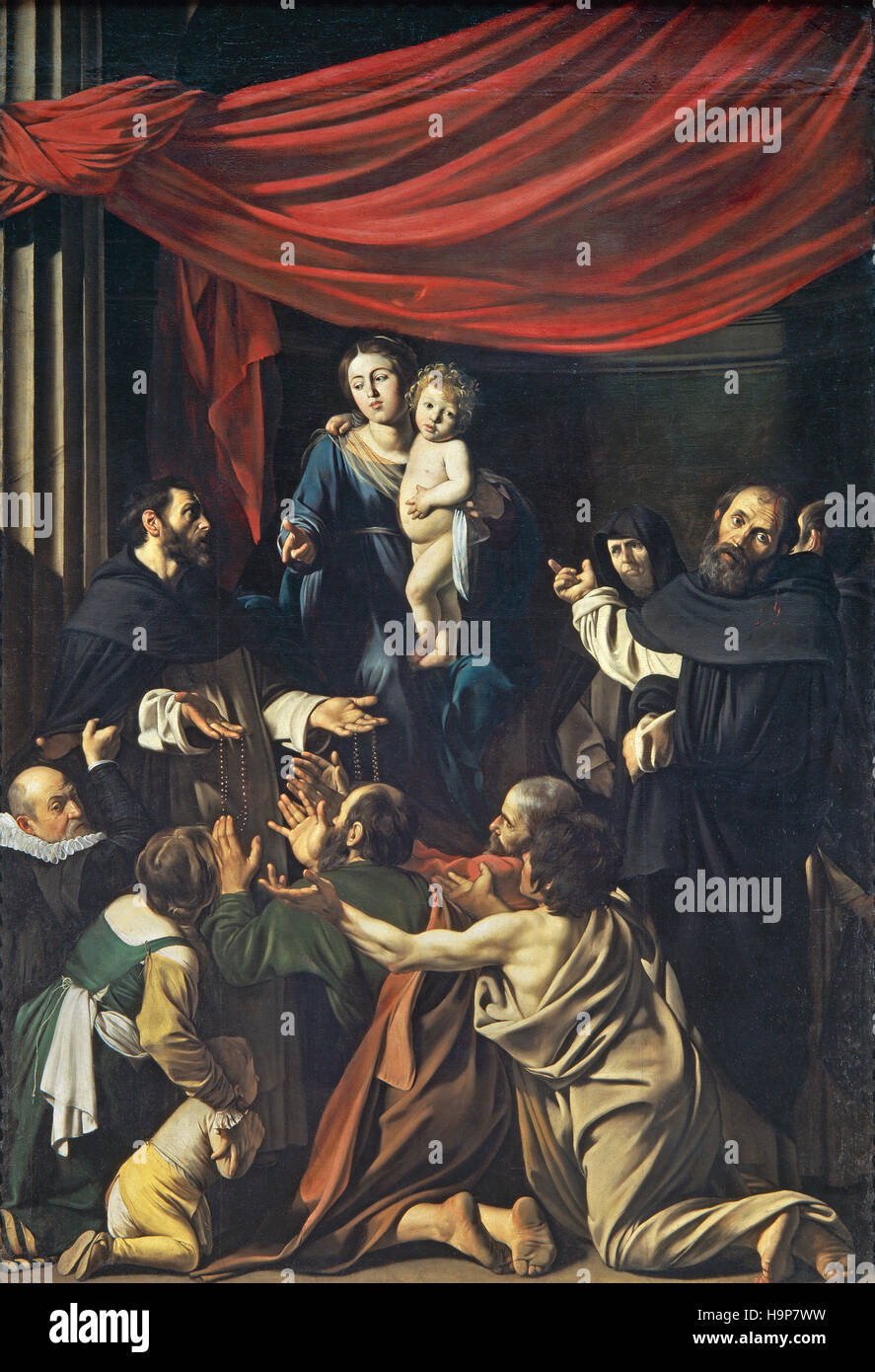 Merisi Caravaggio ( 1573 - 1610 ) Madone du Rosaire 1607 Banque D'Images