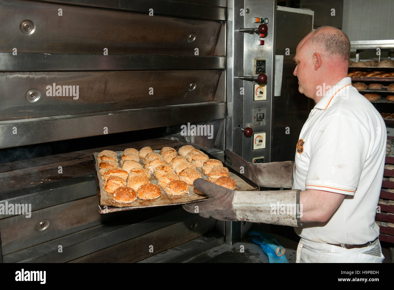 Köln, Deutschland, Bäckerei 'Der' Brotspezialist , Bäcker dans der Backstube Banque D'Images