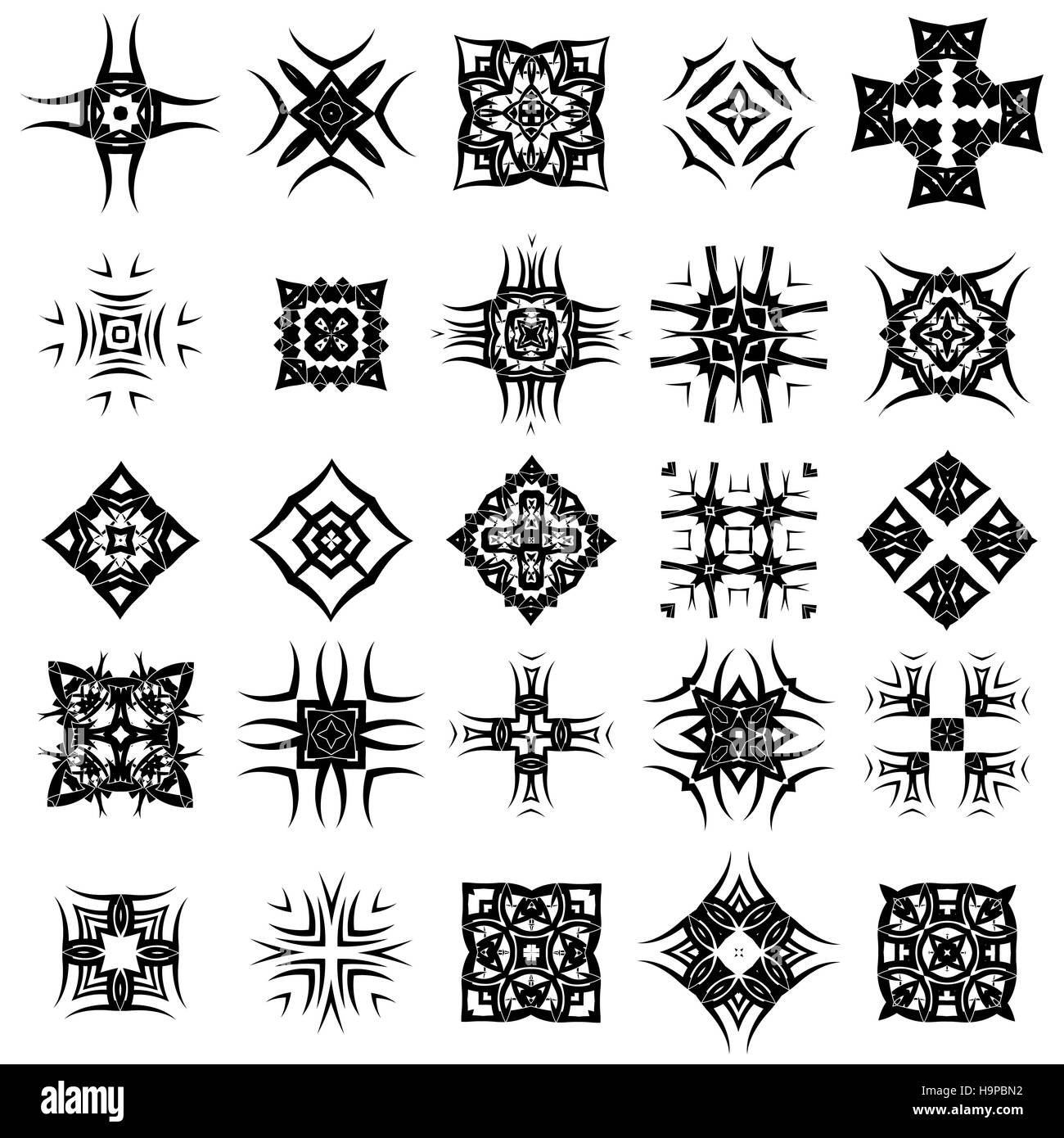 Ensemble de rosettes Tribal Tattoo Design Illustration de Vecteur