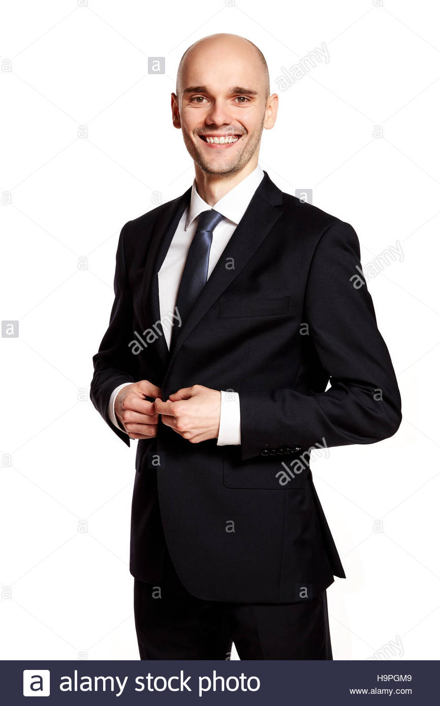 Portrait de l'homme élégant en costume noir. Banque D'Images