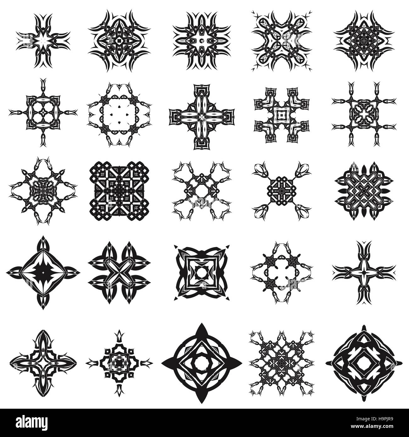 Ensemble de rosettes Tribal Tattoo Illustration de Vecteur