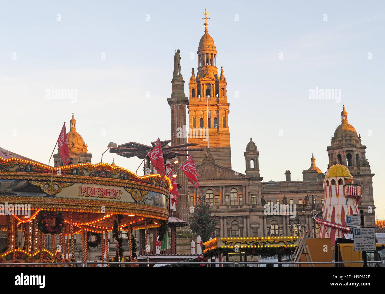George Square Glasgow à Noël - Foire et marché continental, Ecosse, Royaume-Uni Banque D'Images