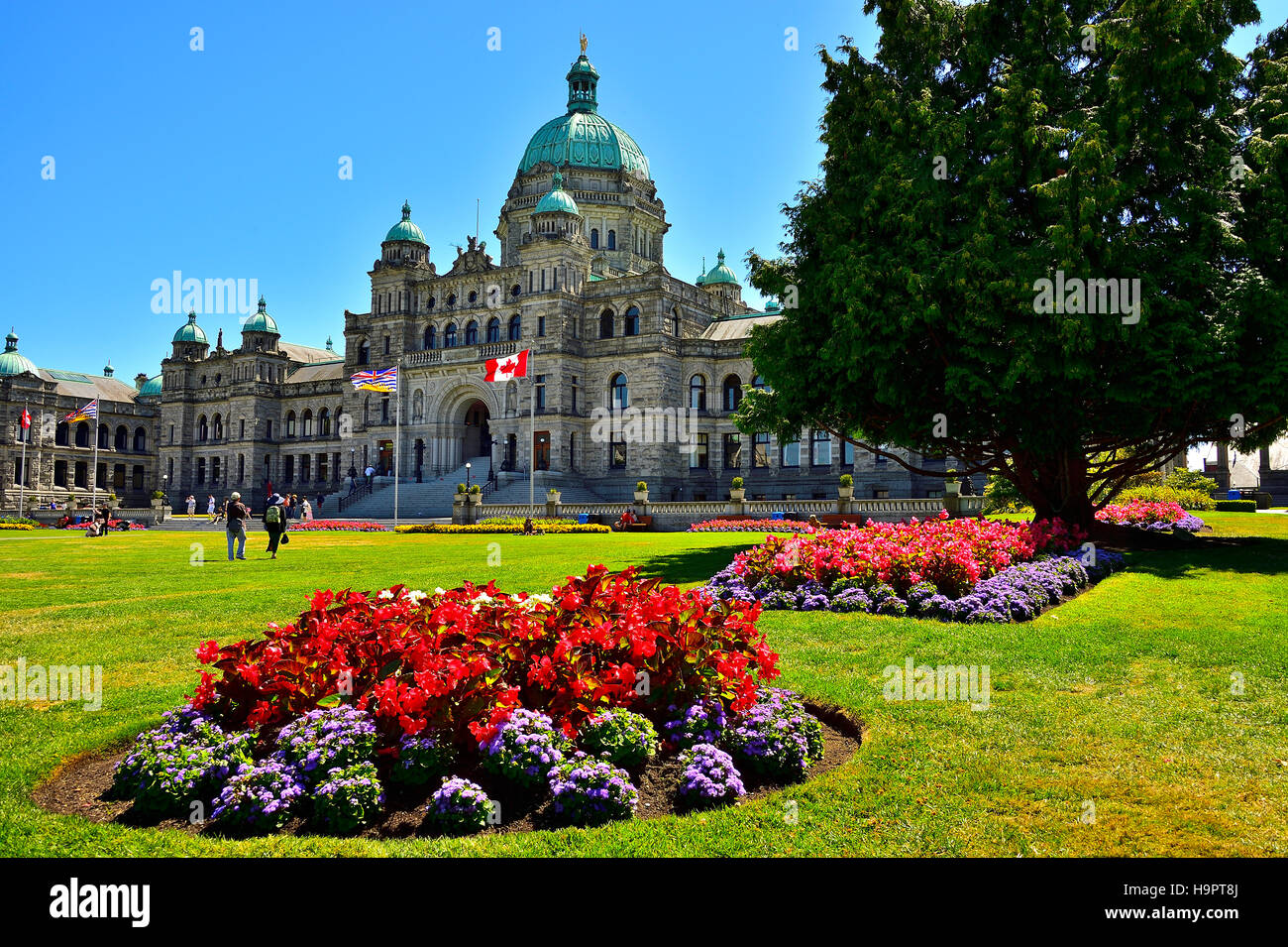 Les édifices de l'Assemblée législative à Victoria en Colombie-Britannique, Canada. Banque D'Images
