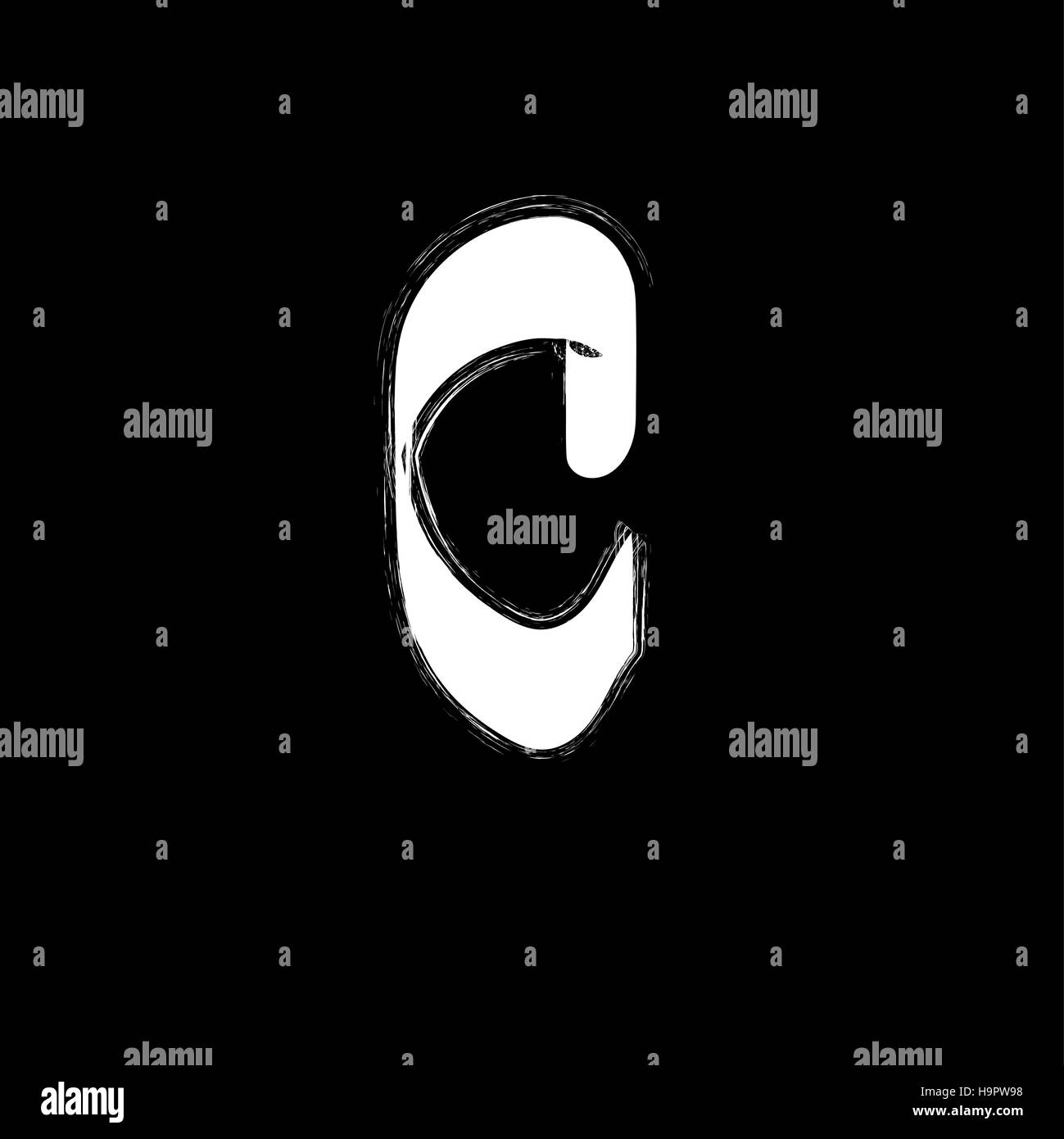 L'icône de police graffiti isolés. Grunge style lettre c blanc sur fond noir. Le hip-hop underground symbole de calligraphie. Signe de l'élément de l'alphabet latin. Vec Illustration de Vecteur