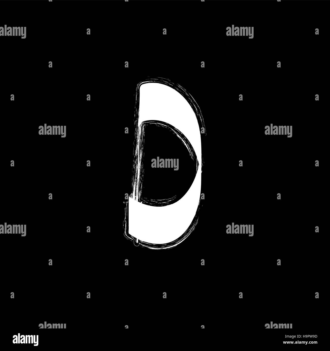 L'icône de police graffiti isolés. Grunge style blanc lettre d sur fond noir. Le hip-hop underground symbole de calligraphie. Signe de l'élément de l'alphabet latin. Vec Illustration de Vecteur