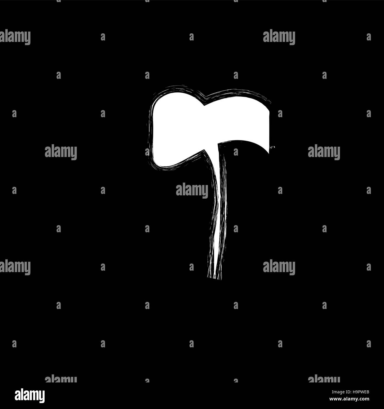 L'icône de police graffiti isolés. Grunge style lettre t blanc sur fond noir. Le hip-hop underground symbole de calligraphie. Signe de l'élément de l'alphabet latin. Vec Illustration de Vecteur