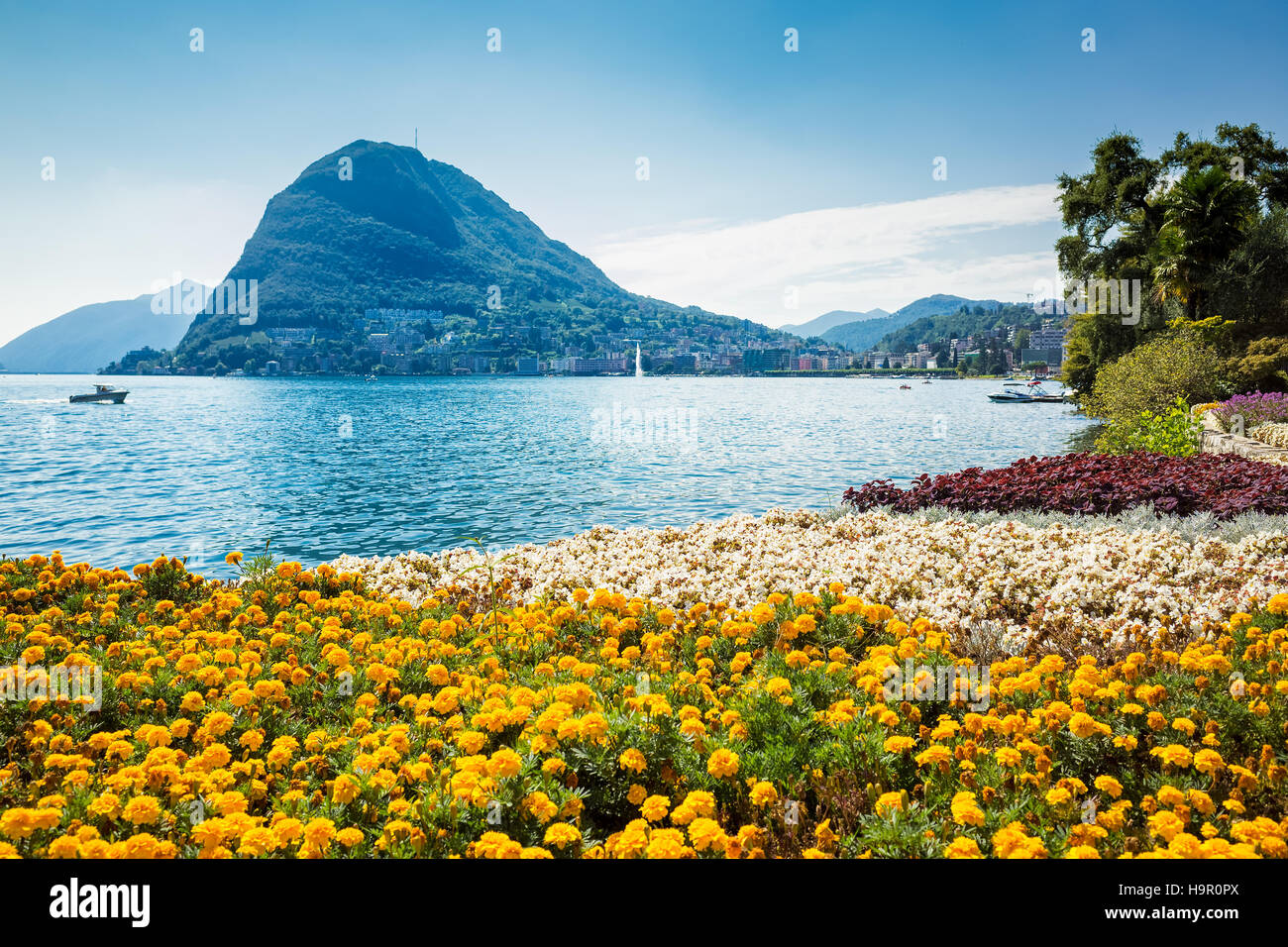 Journée ensoleillée à Lugano, à proximité du lac, Suisse Banque D'Images