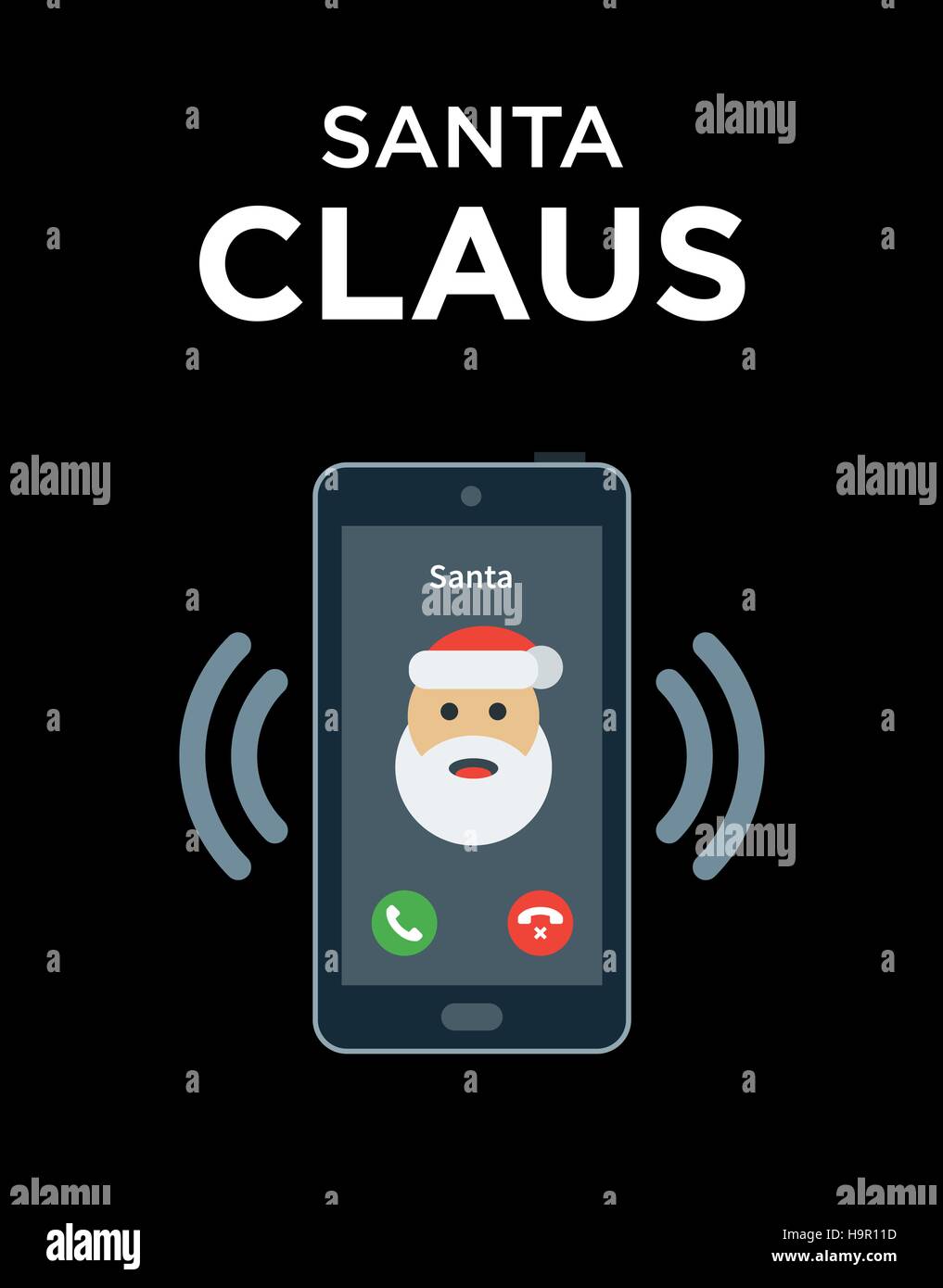 Joyeux Noël de téléphone de Santa Illustration de Vecteur