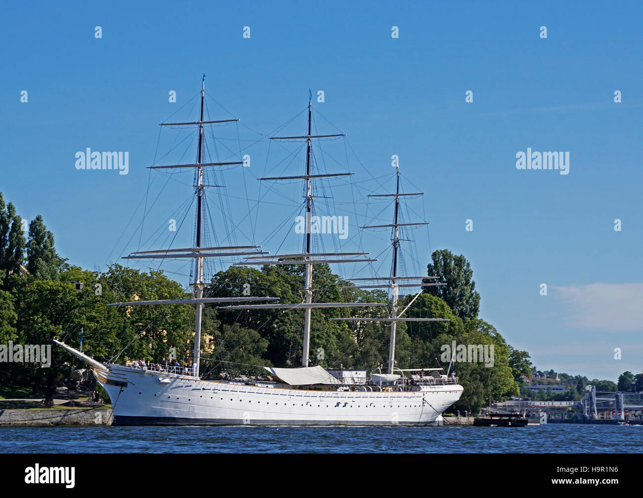 Af Chapman Tall Ship utilisé comme auberge de jeunesse sur le front de mer du port de Stockholm. Banque D'Images
