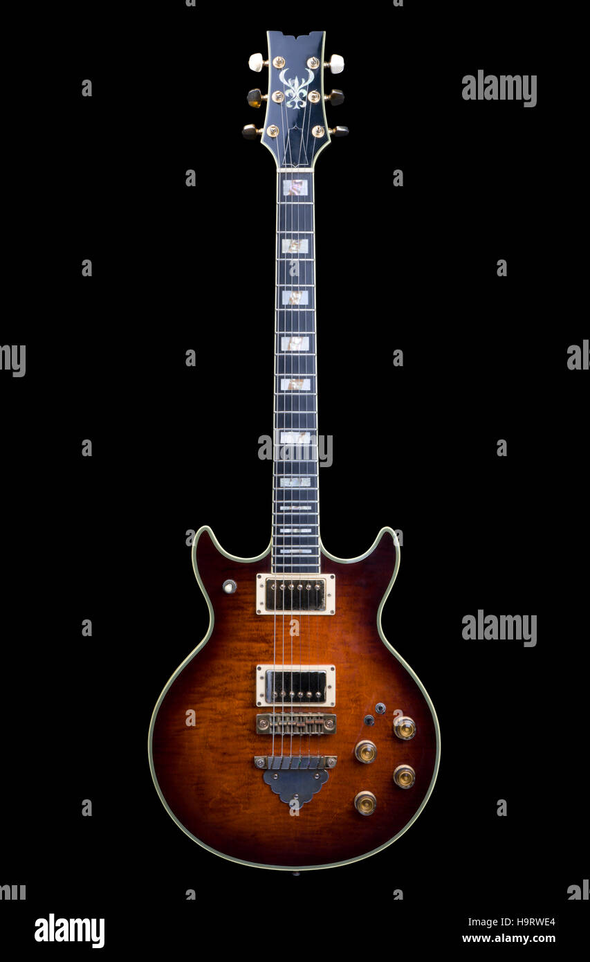 Guitar isolated on black Stock