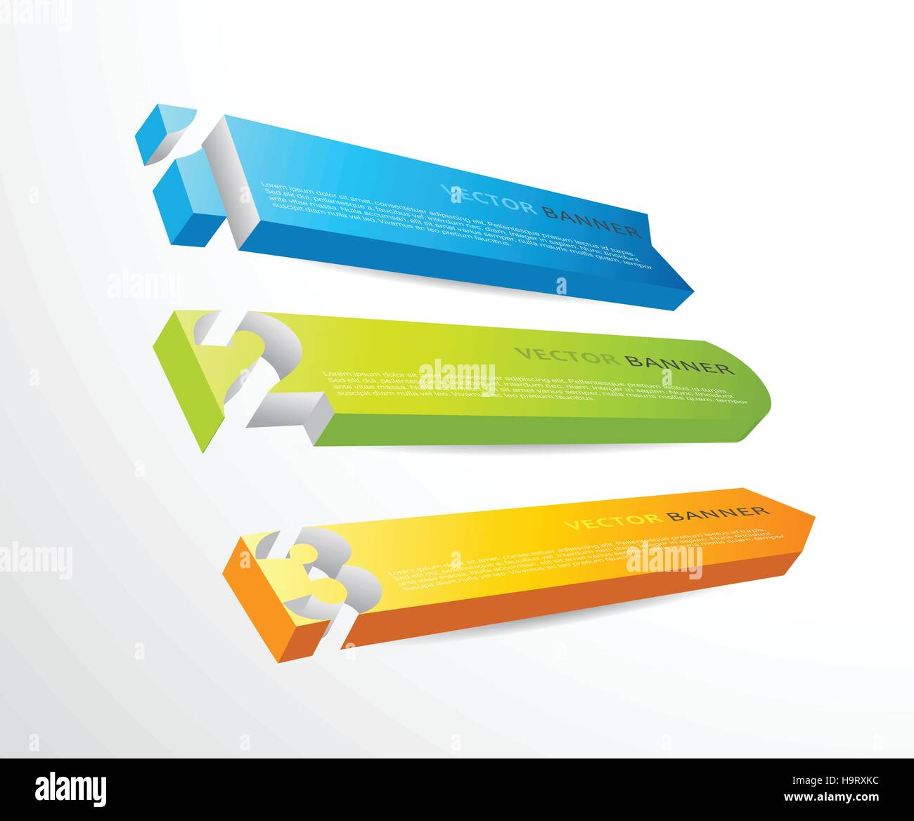 3 bannières horizontales avec des numéros et le lieu de son propre texte. Illustration de Vecteur