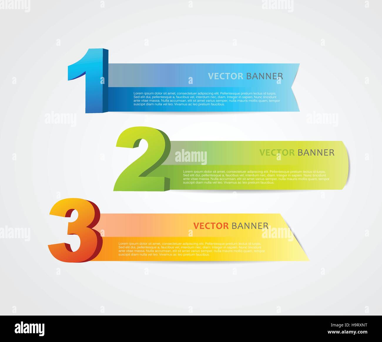 3 bannières horizontales avec des numéros et le lieu de son propre texte. Illustration de Vecteur