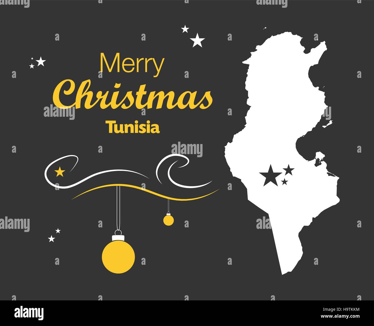 Joyeux Noël illustration thème avec carte de la Tunisie Illustration de Vecteur