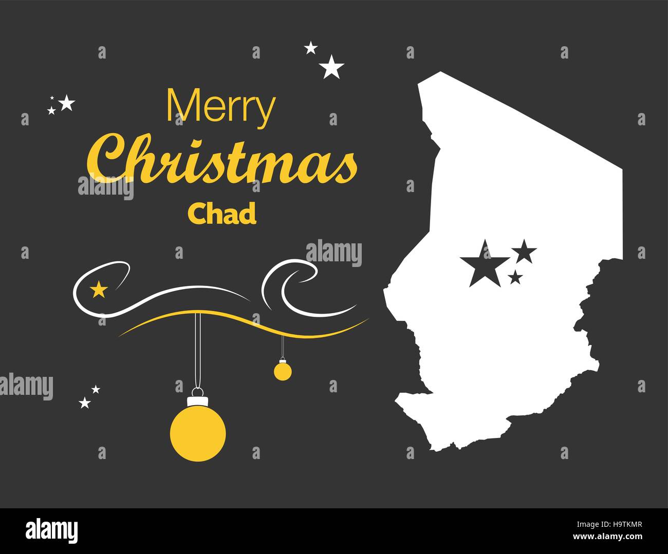 Joyeux Noël illustration thème avec carte de Tchad Illustration de Vecteur