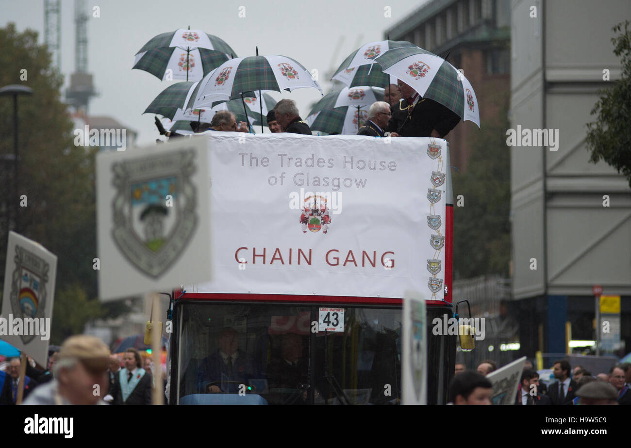 Le Lord Maire Show 2016 dans la ville de Londres, le plus grand cortège unrehearsed célébrant son premier jour dans le bureau. Banque D'Images