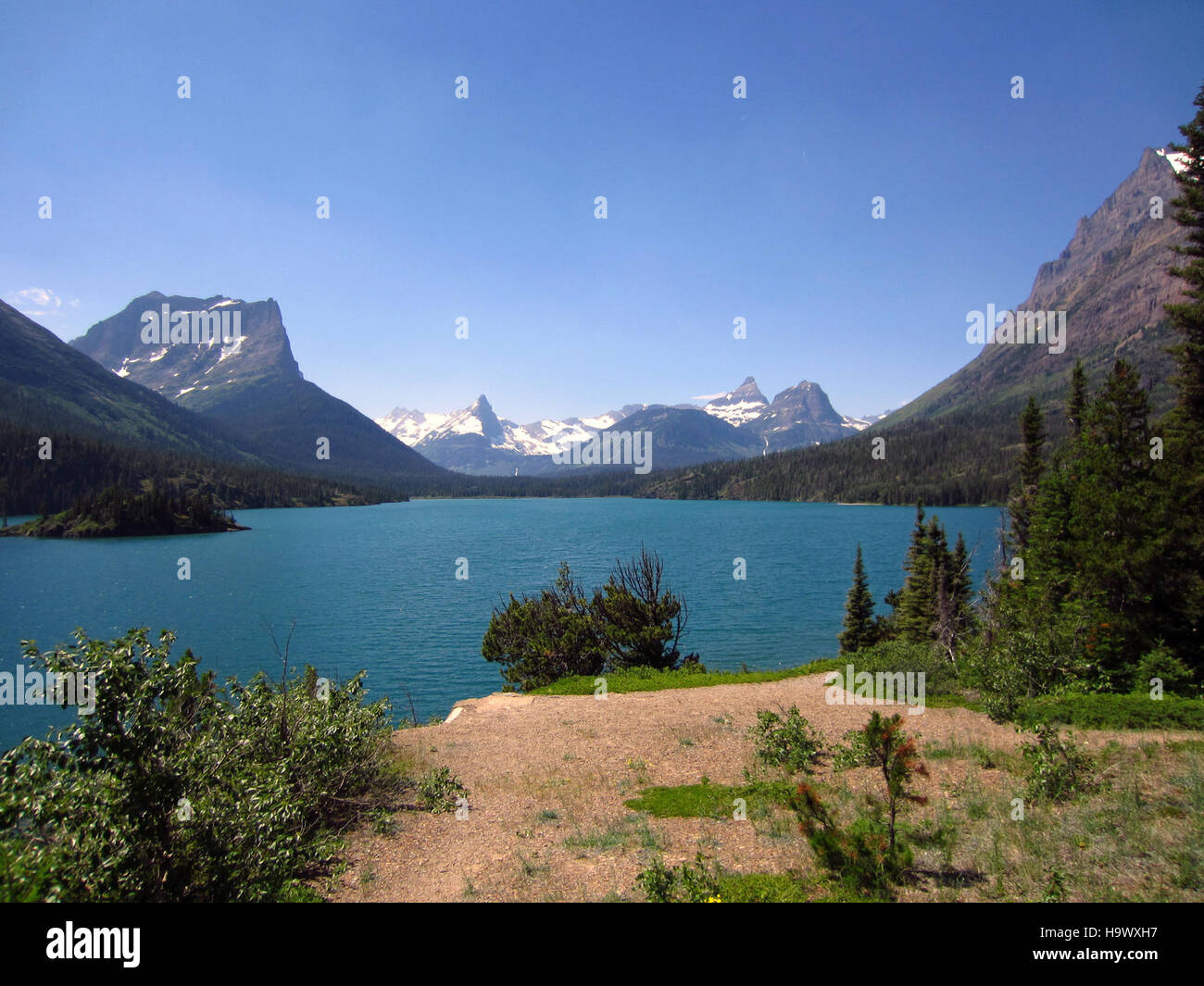 Glaciernps Point Soleil 7698118348 - 5 [à la fin de l'ouest de St Mary Lake.] Banque D'Images