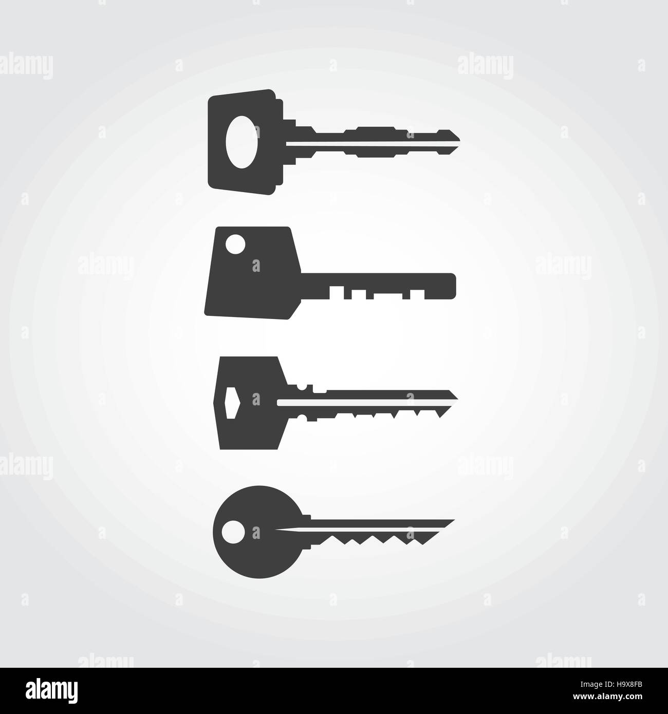 Quatre icônes de touches black house. Silhouette des clés. Illustration de Vecteur