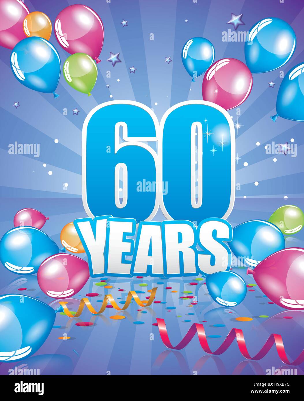 Carte D Anniversaire 60 Ans Elements Du Vecteur Complet Image Vectorielle Stock Alamy