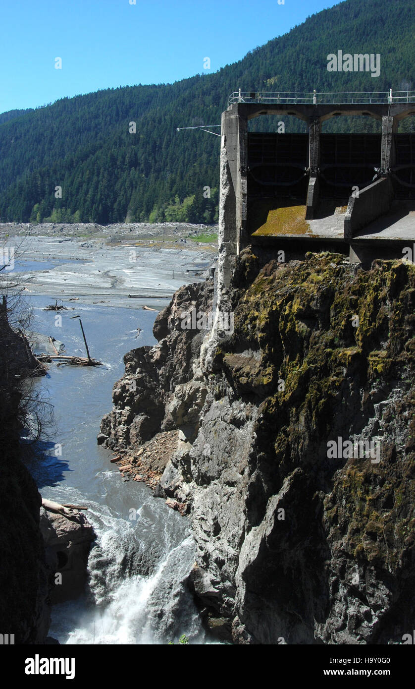 Barrage elwha river canyon dépose un projet Banque D'Images