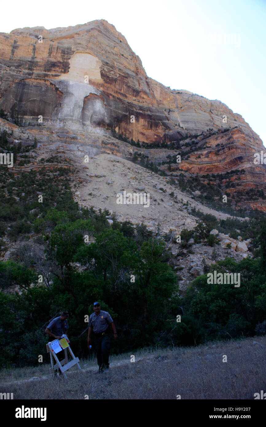 Le Dinosaur National Monument conserve une importante collection de fossiles préhistoriques. Situé dans le Colorado et l'Utah, il offre un aperçu de l'époque mésozoïque, en particulier les dinosaures qui parcouraient la région. Le monument présente également de superbes formations géologiques, la faune et la flore, et offre aux visiteurs des occasions éducatives de découvrir la paléontologie et l'histoire naturelle. Banque D'Images